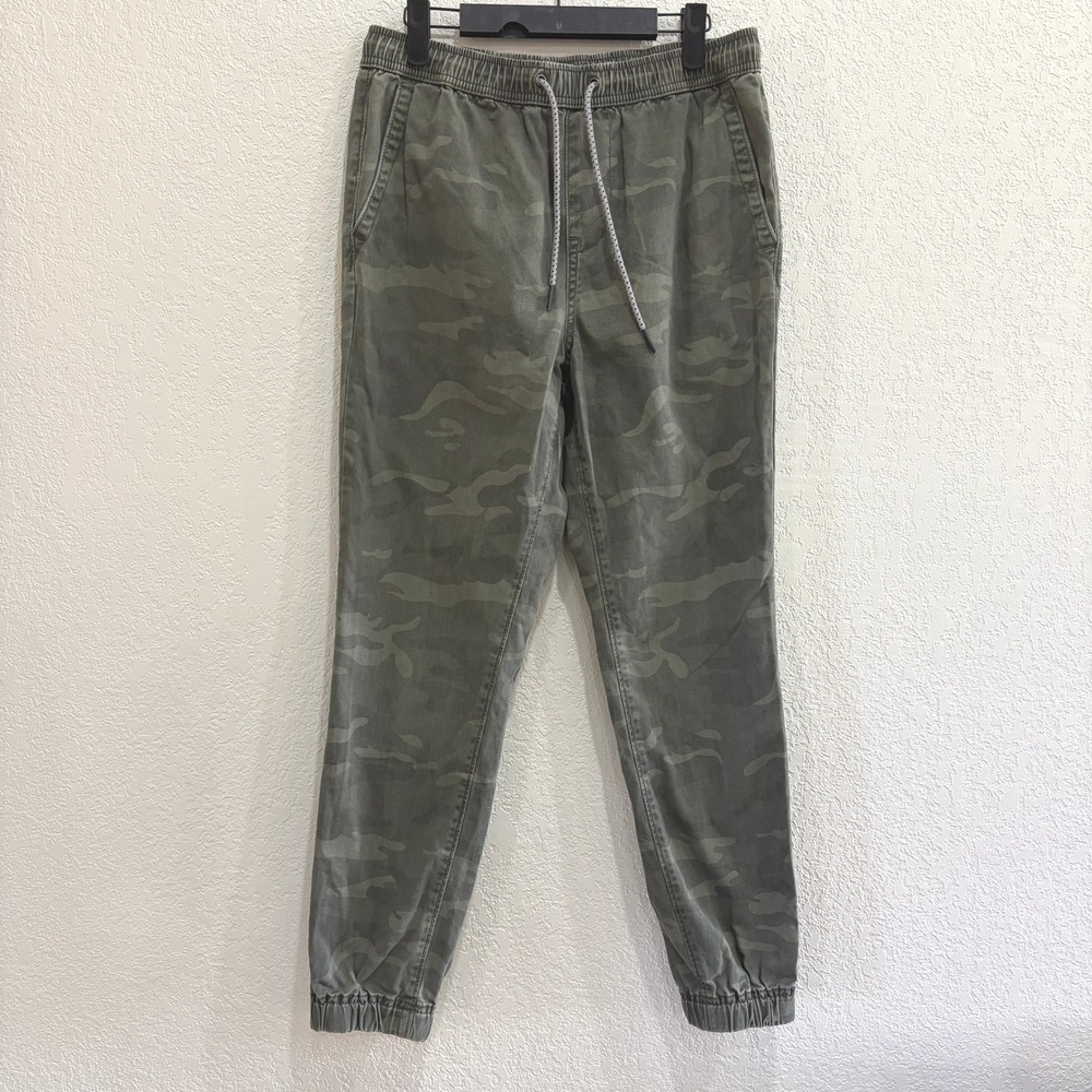 Aeropostale Men's Camo Jogger Pants Olive Green Drawstring Casual Size Small‎